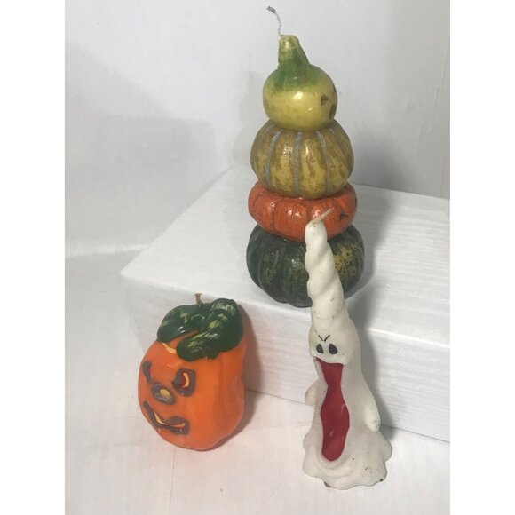 Vintage Halloween Ghords, Pumpkin & Ghost Candle Set - Picture 3 of 16